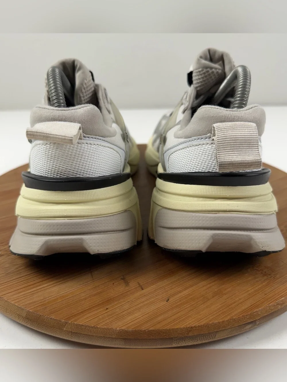 Nike V2K Run Metallic Silver & Cream Mesh Trainer Sneakers - Picture 4 of 9